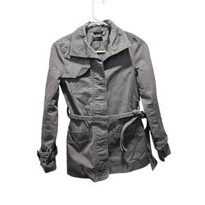 Vintage Y2K Stile Benetton Gray Cotton Belted Trench Jacket Women’s S